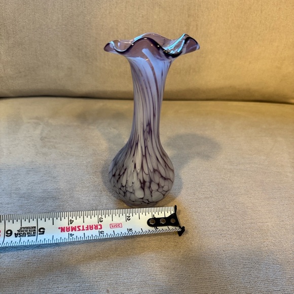 Vintage Purple and White Glass Vase - Picture 4 of 10
